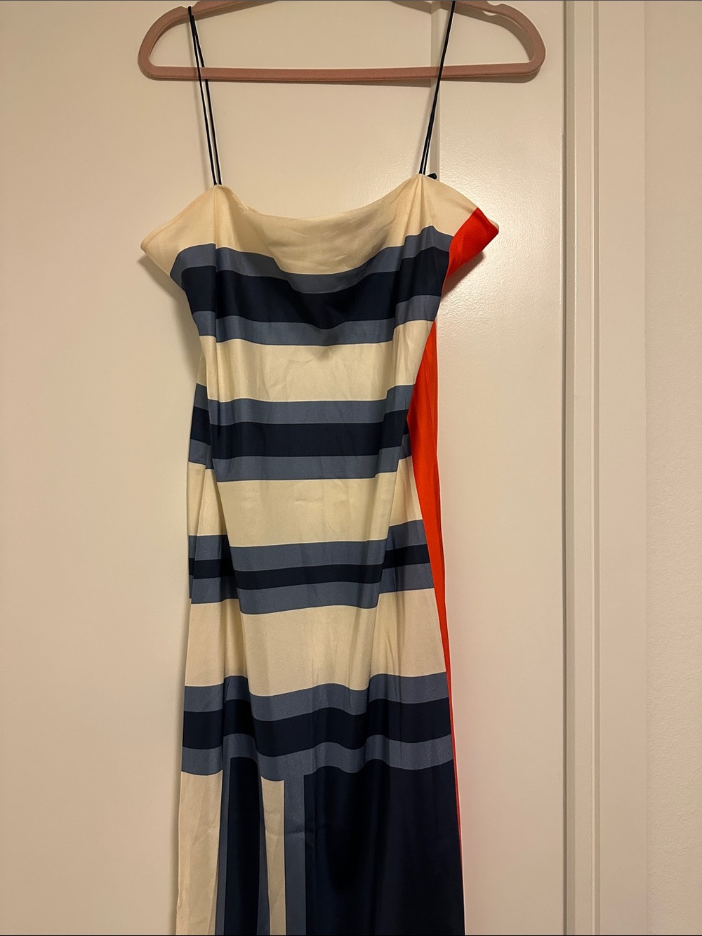 SIR Striped Maxi Dress in Cream, Navy & Red Accent - Picture 3 of 7